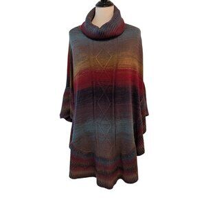 Northstyle Womens Size OS Neutral Ombre Cowl Neck Knit Cozy Poncho Sweater Top